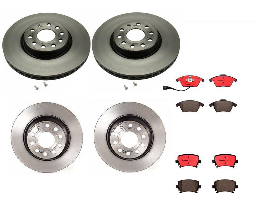 VW Brakes Kit Pads & Rotors Front and Rear (312mm/282mm) (Ceramic